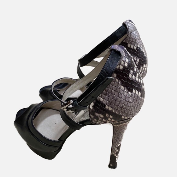 Michael Kors Shoes US 7M Strappy High Heel Platforms Open Toe Snakeskin Leather - Picture 2 of 10